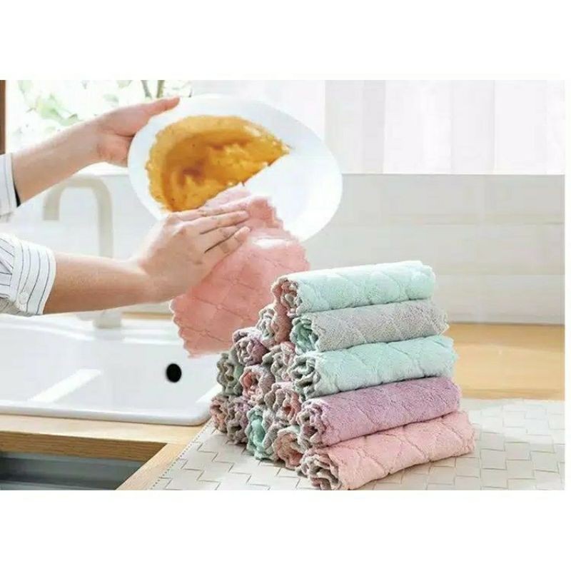 [Termurah] Kain Lap Meja Piring ANTI MINYAK Kain Lap Microfiber Kain Lap Tangan Kualitas Bagus