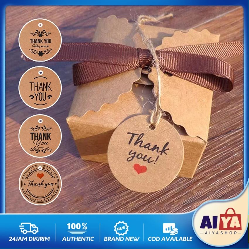 

100 pcs Hang Tag Ucapan Thank You Craft | Hangtag Terima Kasih Kertas Kraft | Hang Tag Hampers | Hang Tag Free Tali Rami | Ucapan Tali Rami