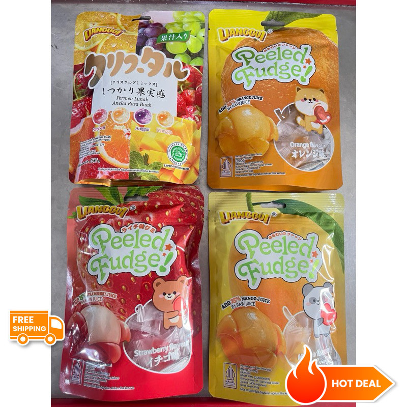 

[Permen kupas viral] Lianggui HALAL Peeled Fudge 108g Permen Lunak Rasa Jeruk Strawbery Mangga Permen Buah Jelly Kupas 3 Varian Rasa