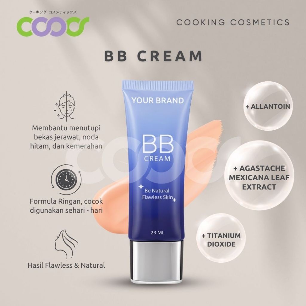 Maklon Kosmetik BB Cream 23ml - Produk Sample Brand sendiri BPOM dan Halal