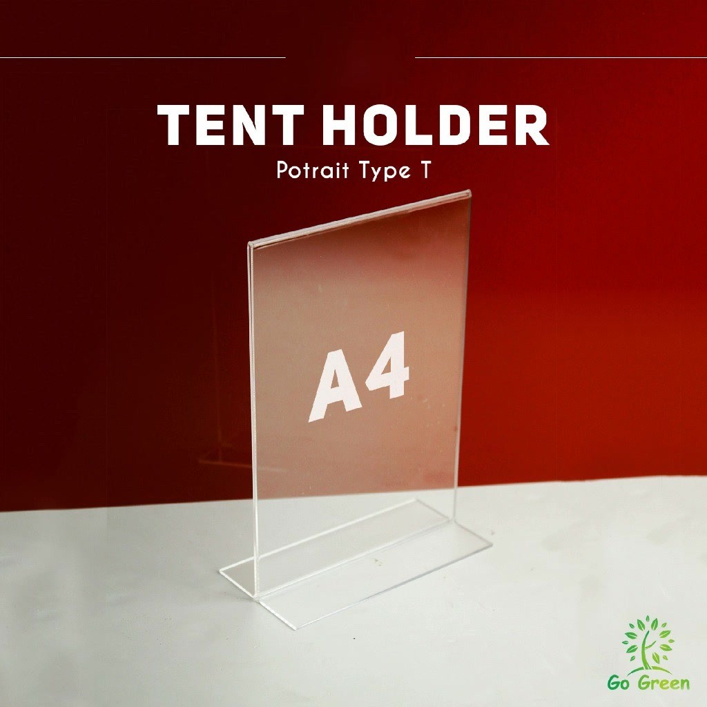 

Tempat Brosur Meja Akrilik A4 T Type / Acrylic Tent Card Holder A4 / A4 T Type 2 Sisi / Stand acrylic polos tempat daftar menu barcode qris pembayaran