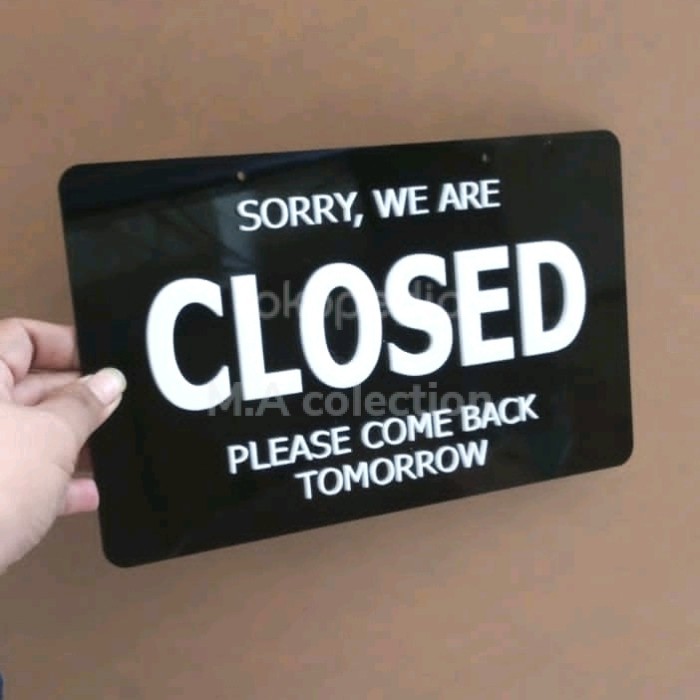 

Sign In Open Closed Acrilik Timbul, Kece - Hitam + Putih, P25 x T15 cm