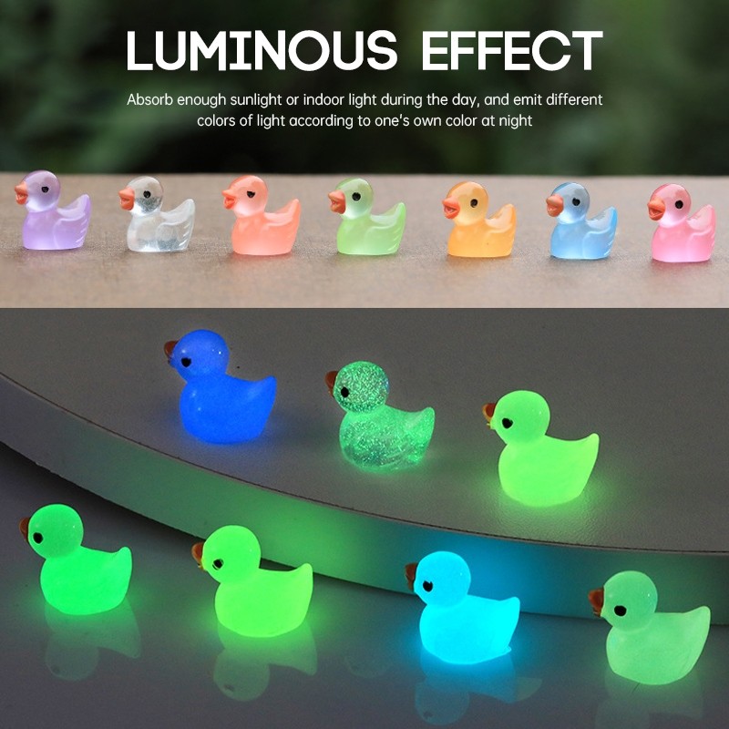 Cod Mini Resin Luminous Piggy Bebek Bercahaya Yang Lucu Bebek Mainan Berwarna