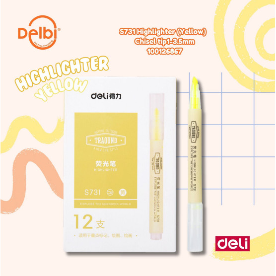 

DELI Highlighter Stabilo merk Deli S731 Highlighter(Yellow) Chisel tip1-3.5mm