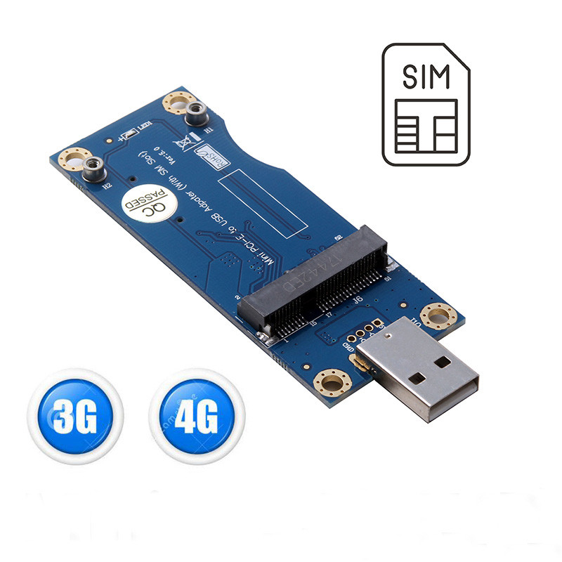 5pcs/lot Mini PCI-E to USB Adapter with SIM Card Slot for WWAN/LTE Module