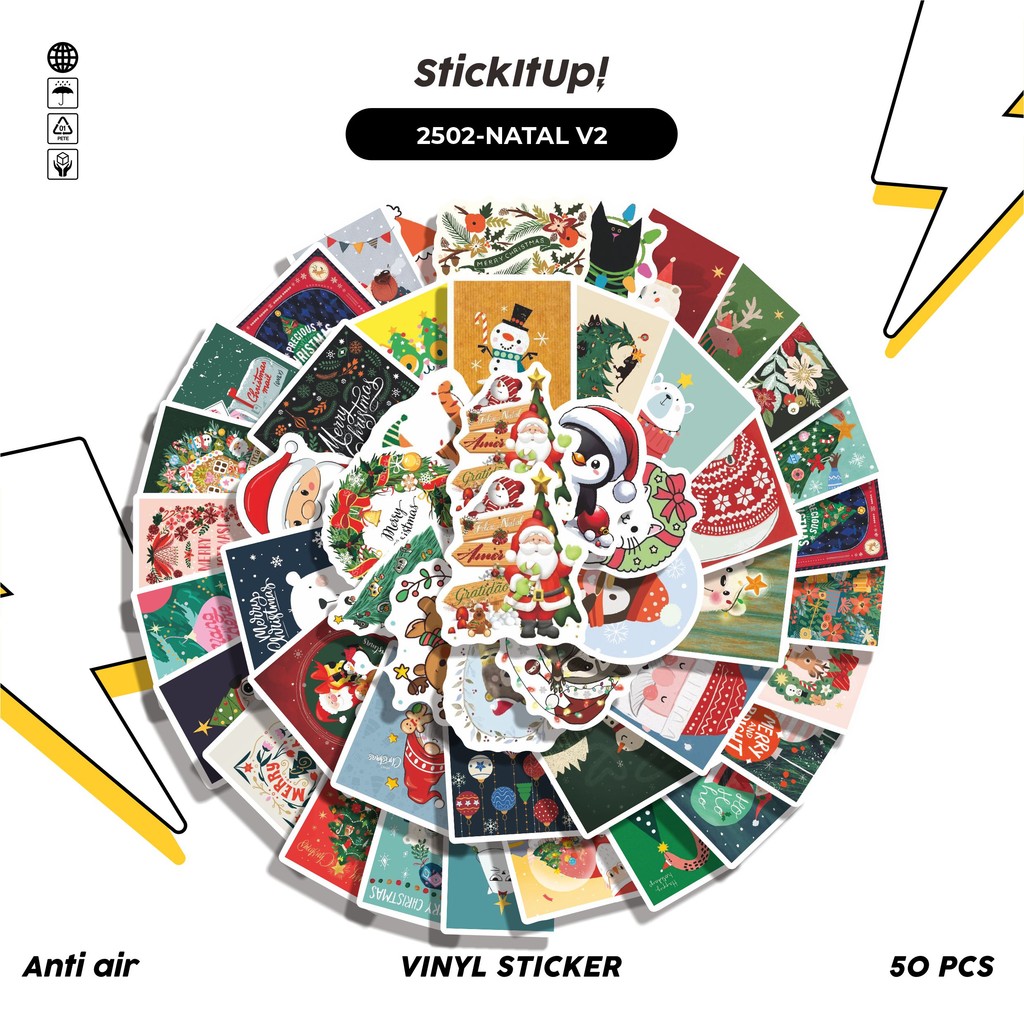 

COD✨ 50 Pcs Stiker Pack NATAL V2 Lucu Aesthetic Vynil Waterproof untuk Freebies Sticker Buku Journal Casing HP Laptop