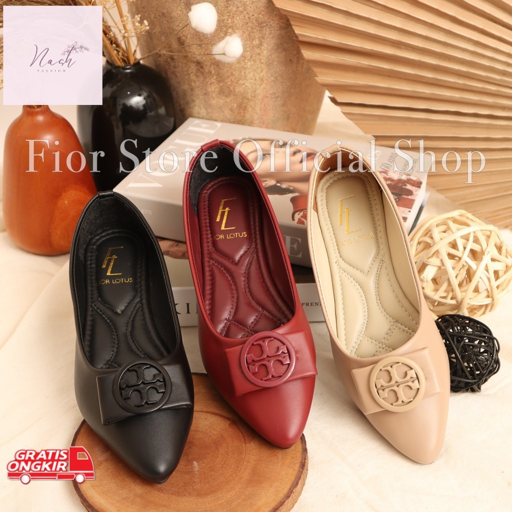 Sepatu Korea / FIOR LOTUS Ballevina Pointed Toe Ballet Flat AR 18 - Fior Store