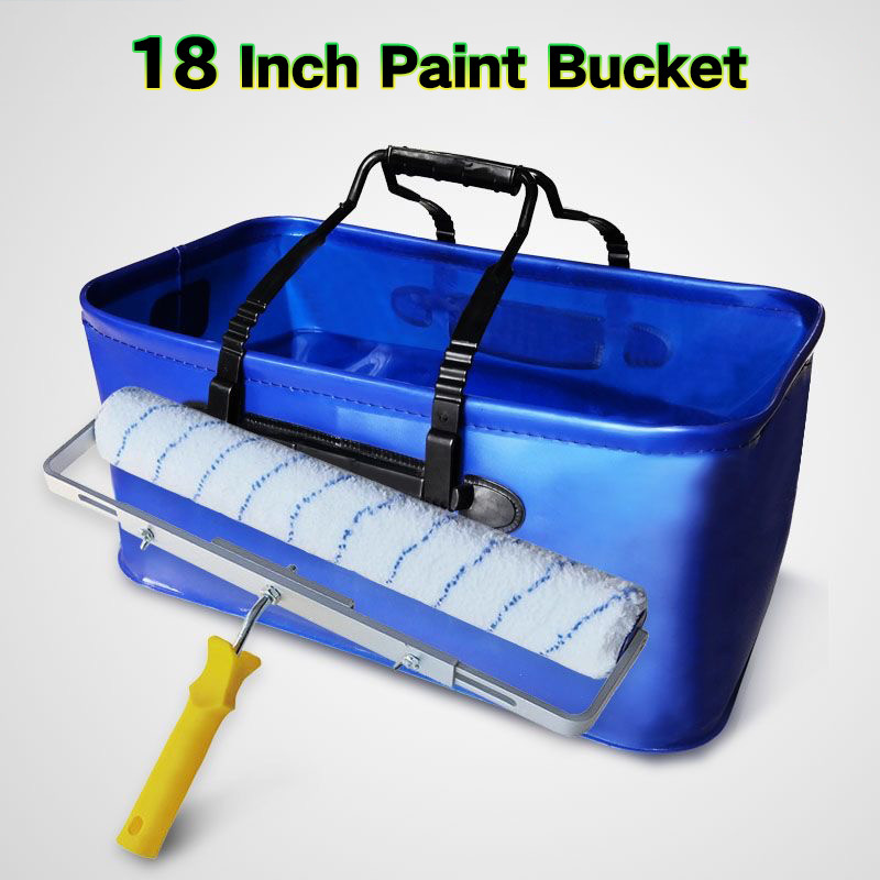 

18inch Paint Bucket Wave Pattern Surface Paint Roller Tray EVA Bath Paint Tray Foldable Pail Fishing Bucket Handbag 50x28x23cm