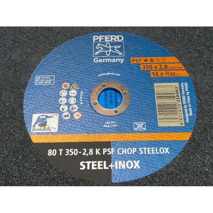 PFERD 80 T 350-2.8 25mm STEEL + INOX Mata Batu Gerinda Potong 14" Cutting Wheel 14 Inch