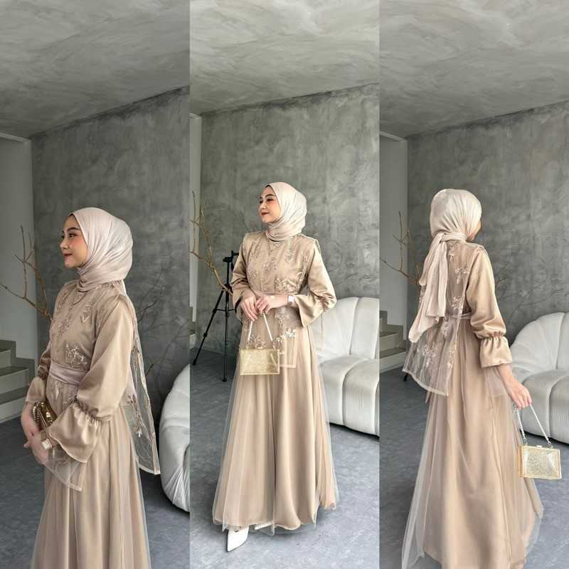 AMANDA MALL - AMORA DRESS OUTER TILLE GARDEN BUSUI FRIENDLY DRESS KONDANAN DRESS PESTA DRESS WISUDA 