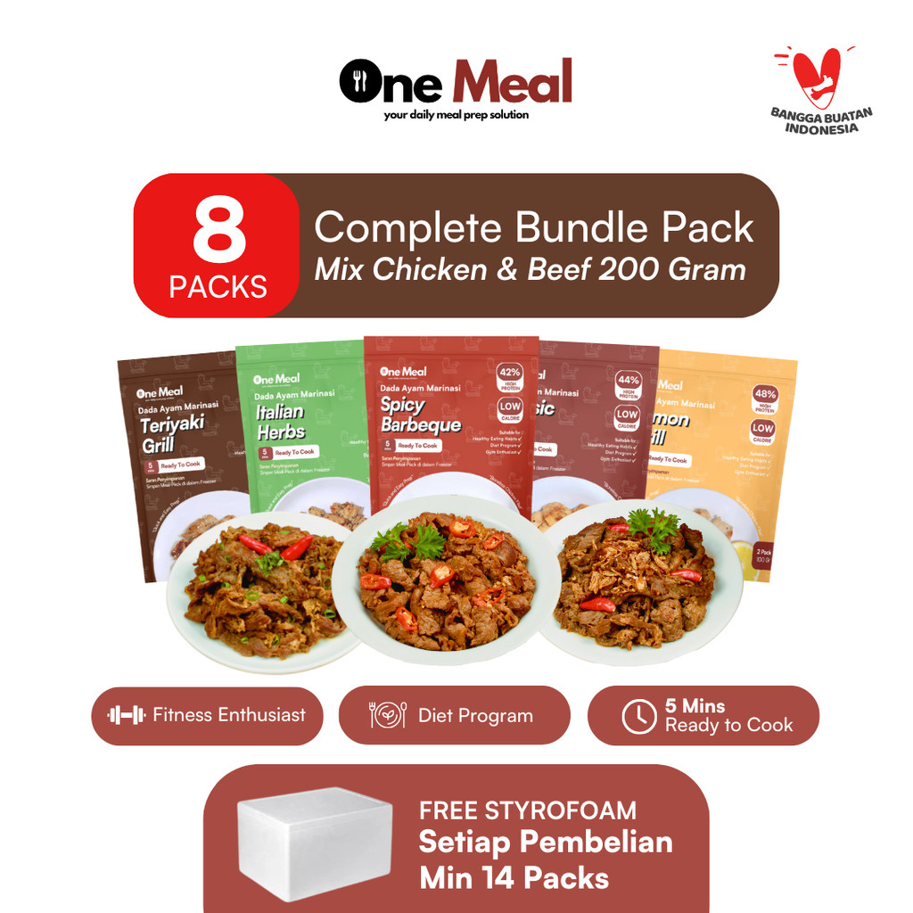 

One Meal All Variant 8 Pack - Protein Chicken Breast & Lean Beef (8-16 Servings) Low Calorie Healthy