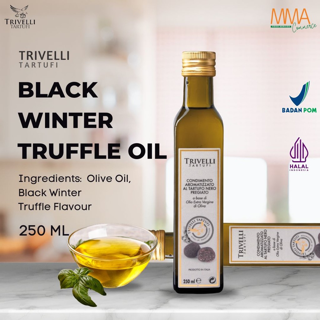

Trivelli Black Winter Truffle Oil / Olive oil / Minyal Zaitun Rasa Jamur Truffle Hitam - 250 ml