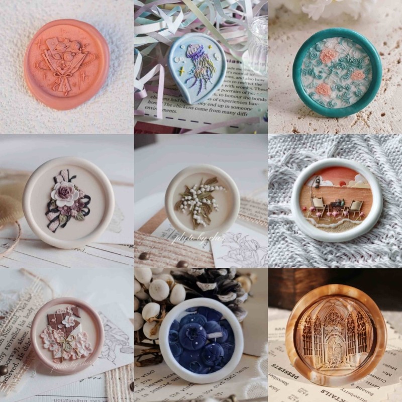 

Fire paint seal, cute jellyfish relief seal, irregular carved copper head, envelope invitation, stamp, toy, student account