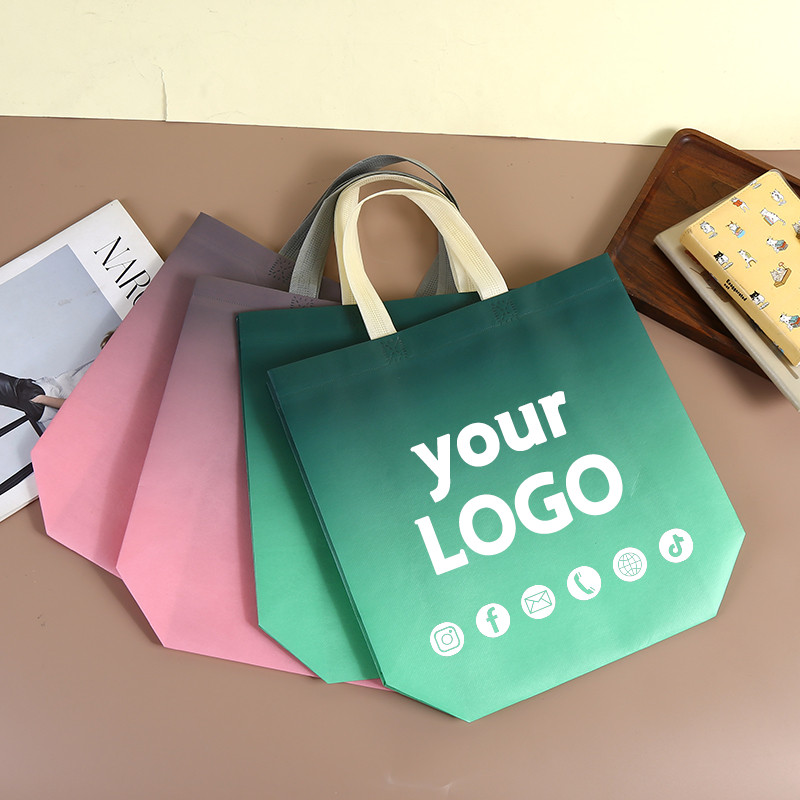 

Gradient color non-woven handbag clothing store party gift packaging bag wedding shopping bag custom printed logo