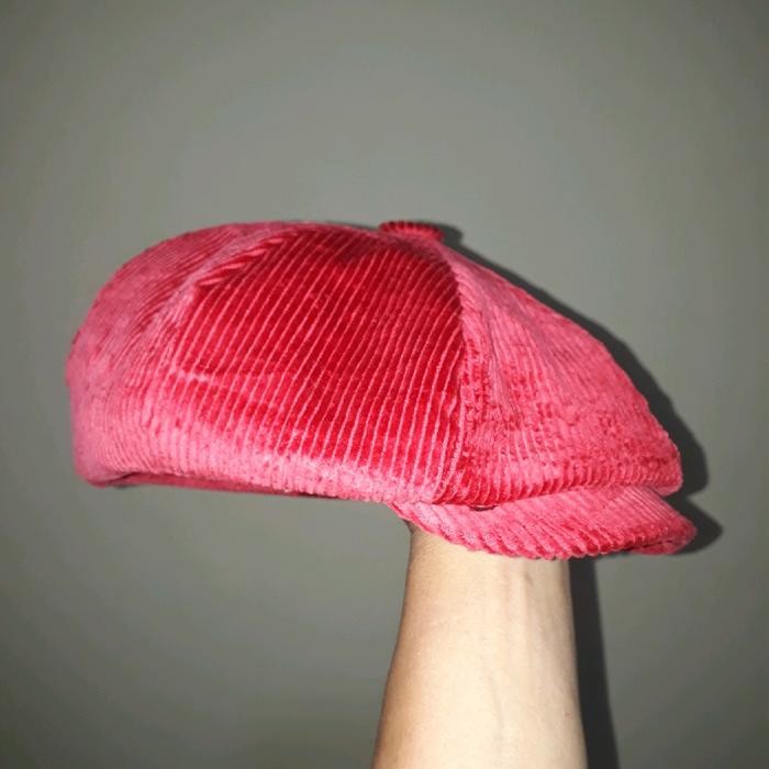 Topi Newsboy Bahan Koduroy Katun untuk Pria dan Wanita - Kulit, Outfit - merah, S 5455cm