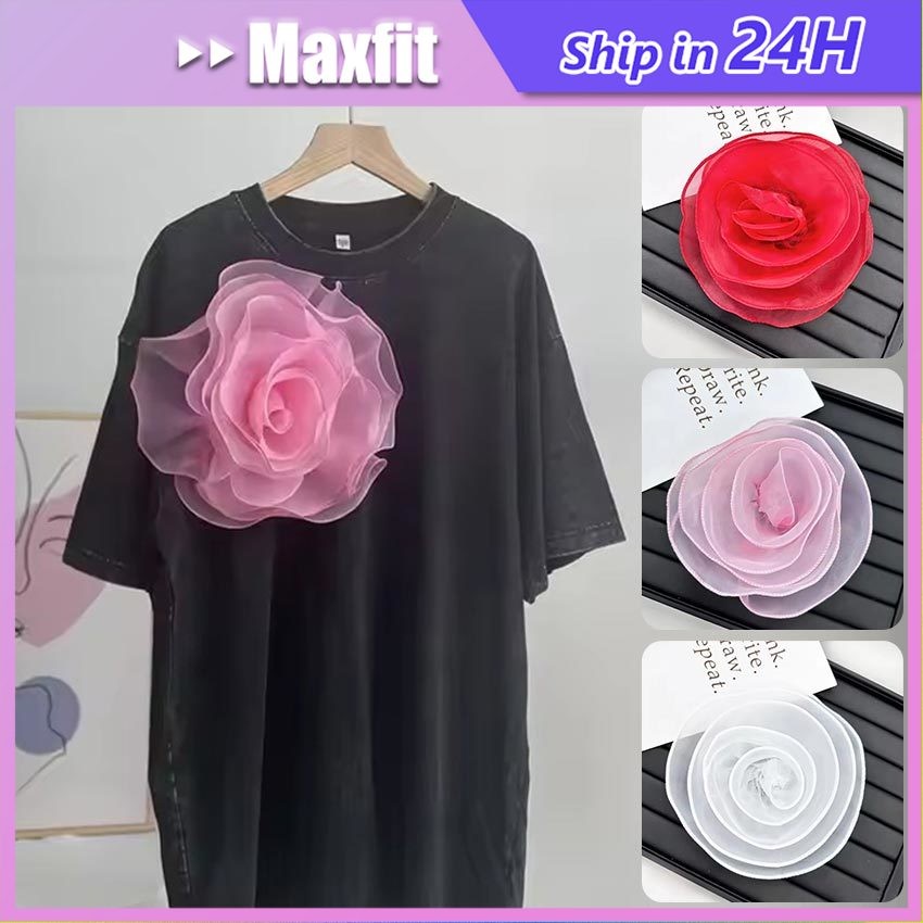 Multi Layers Big Flowers Organza Bordir Bunga 3D Tempelan Baju DIY Hiasan Gaun Mewah
