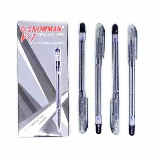 

PULPEN SEMI GEL PEN SNOWMAN V-1 BOLPEN MURAH HITAM BLACK V 1 GROSIR GELPEN ATK KANTOR ASLI BOLPOINT V1