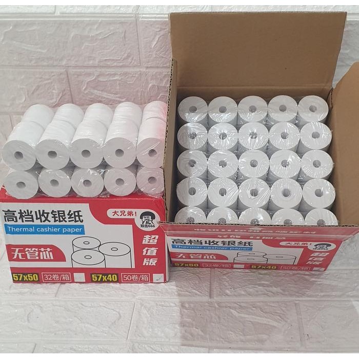 

[BERGARANSI] Harga Promo 50 Roll Kertas Thermal 57X40/Kertas Struk Kasir 58x40mm/isi 50 Roll Berkualitas Paling Dicari