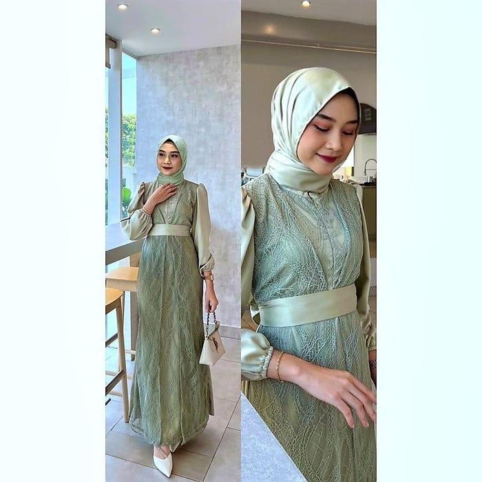 Gamis Yeva Dress Brukat Busui Friendly/ Gamis Elegan Kondangan Pesta Mewah Premium Terkini Gaun Rema