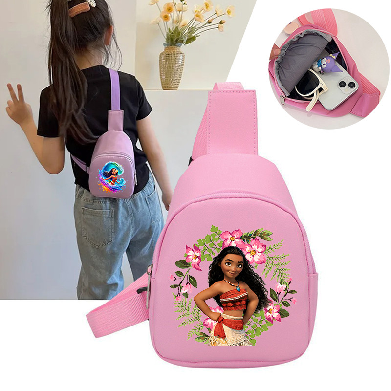 Moana Kids Small Crossbody Bag Cute Cartoon Sling Bag Shoulder Bag Coin Pou Fashion Waist Bag for Bo