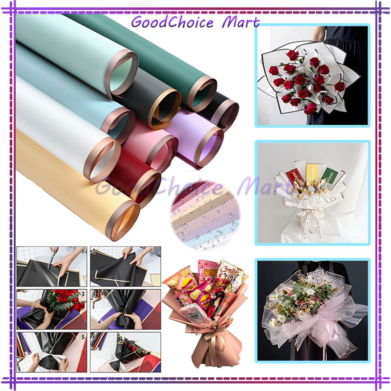 

Kertas Buket Bunga / 20 lembar Gold Border Cellophane / Kertas Bunga Buket List Gold Emas Cellophane