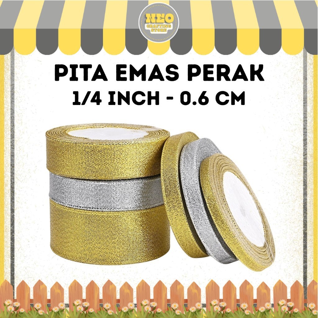

Pita Emas Perak 1/4 Inch (0,6 Cm) // Pita Glitter