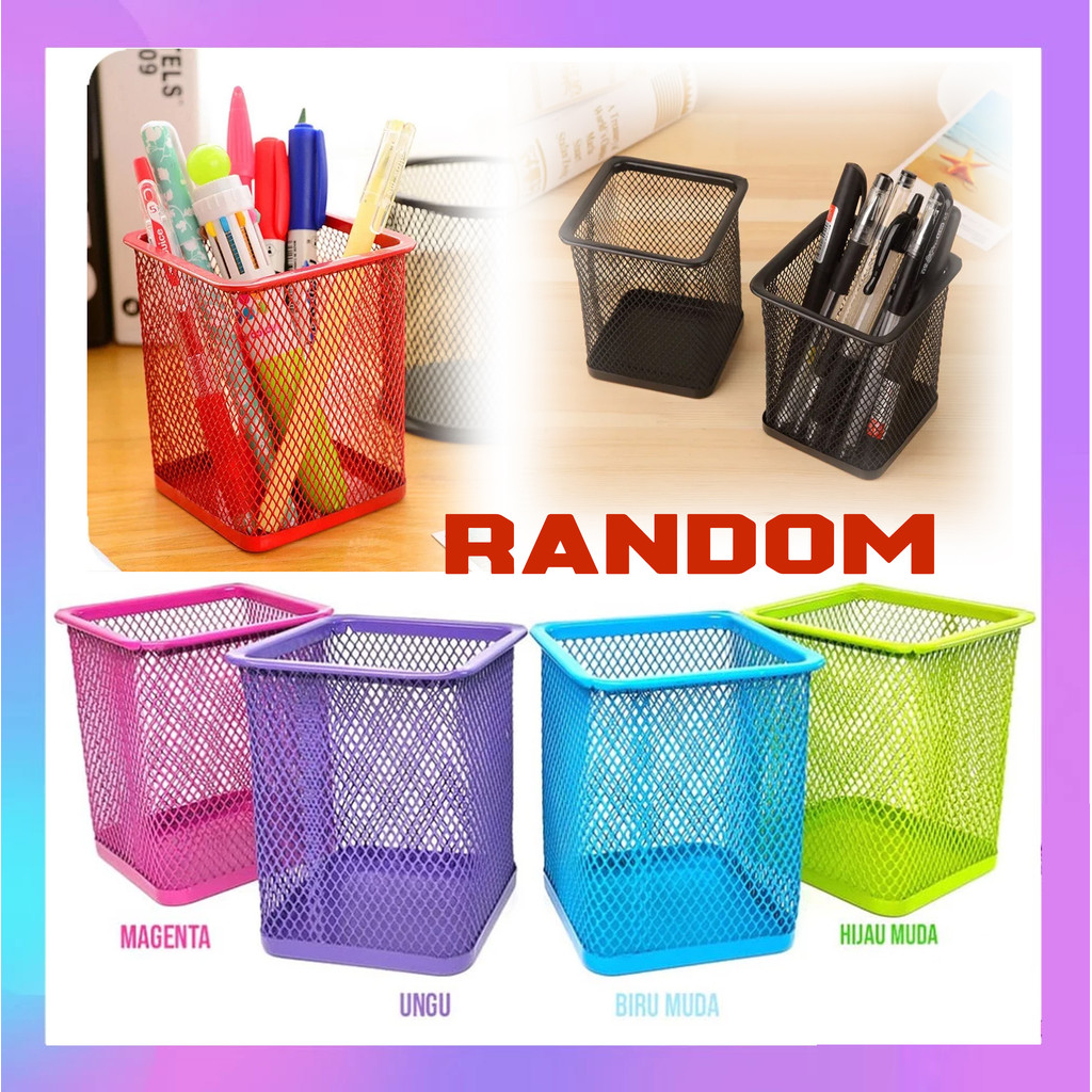 

Tempat Alat Tulis Pena Pensil Paper Clip Besi Jaring Bulat Serbaguna