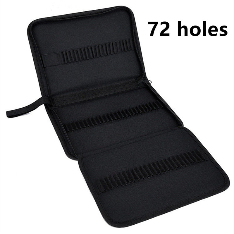 

36/48/72 hole pen curtain black folding pencil case Color pencil pen insert Professional painting pencil bag student stationery
