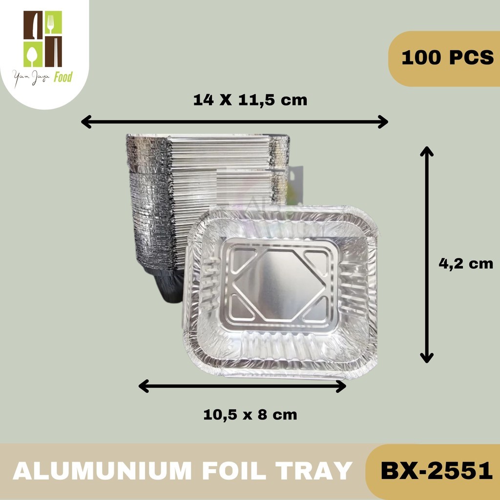 

Alumunium Tray BX-2551 - 100 PCS / Alumunium Foil Tray / Wadah / Cup / Lid Mika BX-2551 / Tutup Mika / Untuk Kue