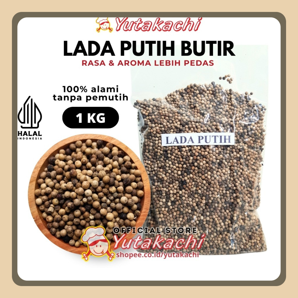 

BIJI LADA PUTIH SUPER 1KG - Yutakachi / Rasa Aroma Asli Lebih Pedas / Merica Bulat / Merica Butir