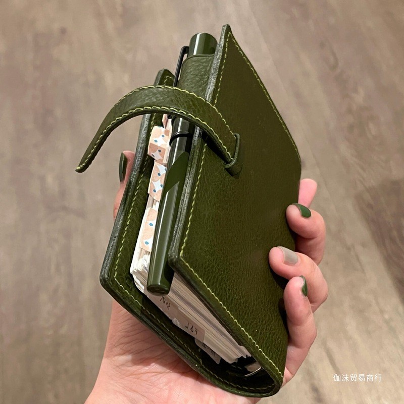 

M5 Green Leather Notebooks Portable Pocket Book Loose Leaf Notebook With 60/40 Blank Inner Page Suitable For Girl Back To School
