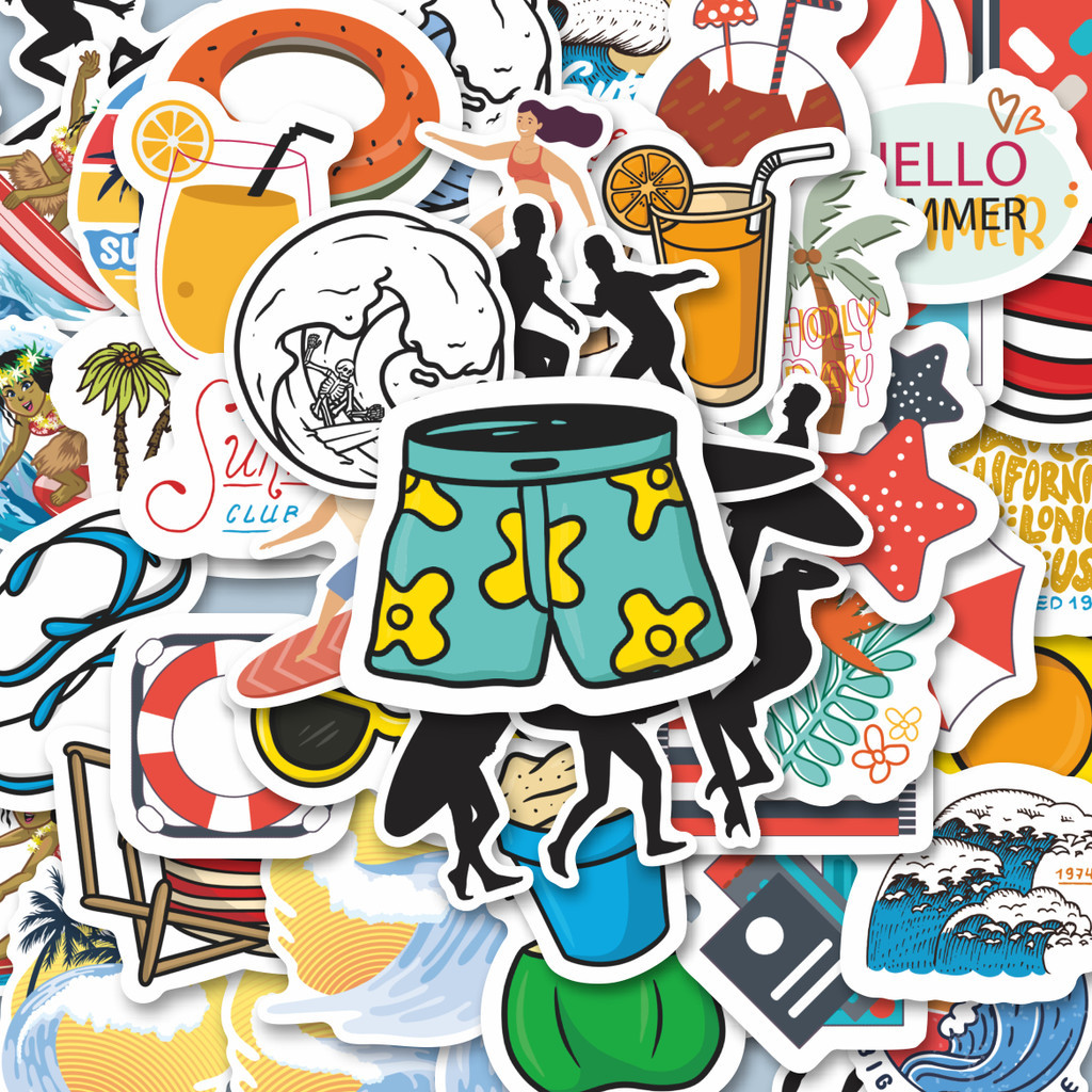

100PCS Lucu Stiker Hawaii Surfing Tropical Stiker Aesthetic Stiker Anti Air Stikers Berperekat Waterproof sticker decal buat Motor Helm Buku Journal Koper Casing HP Laptop Botol Minum Hadiah anak