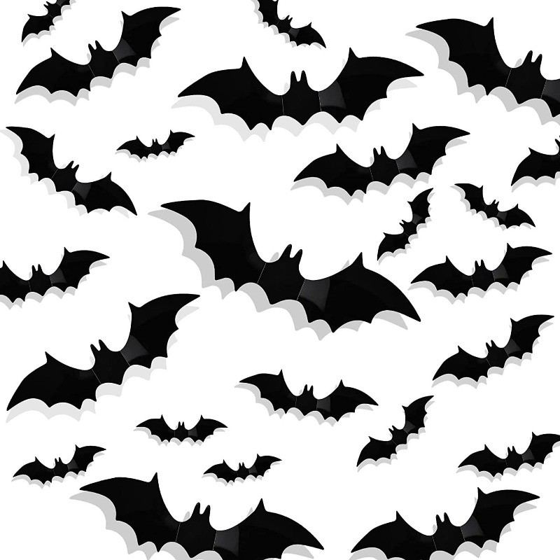 

12Pcs/bag 3D Black Bat Wall Stickers Set Halloween Party Essentials for Home Room Decor Window Glass Art Decals Indoor Decor