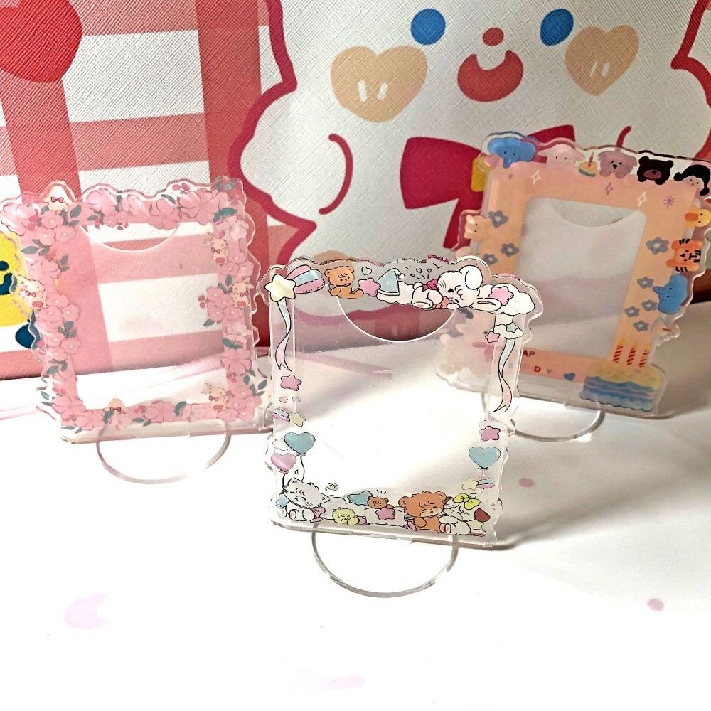 

Cartoon Photocard Holder Acrylic Kpop Card Case Idol Photo Frame 3inch Star Small Card Display Standing Ornament