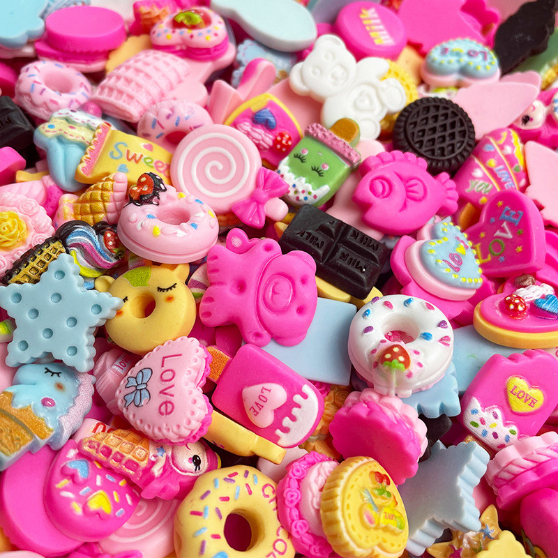 

20pcs Cartoon Cake Resin Fruit Charms Flatback Cute Set for DIY Crafts Making Jewelry Nail Kawaii Series Accessories Decorations