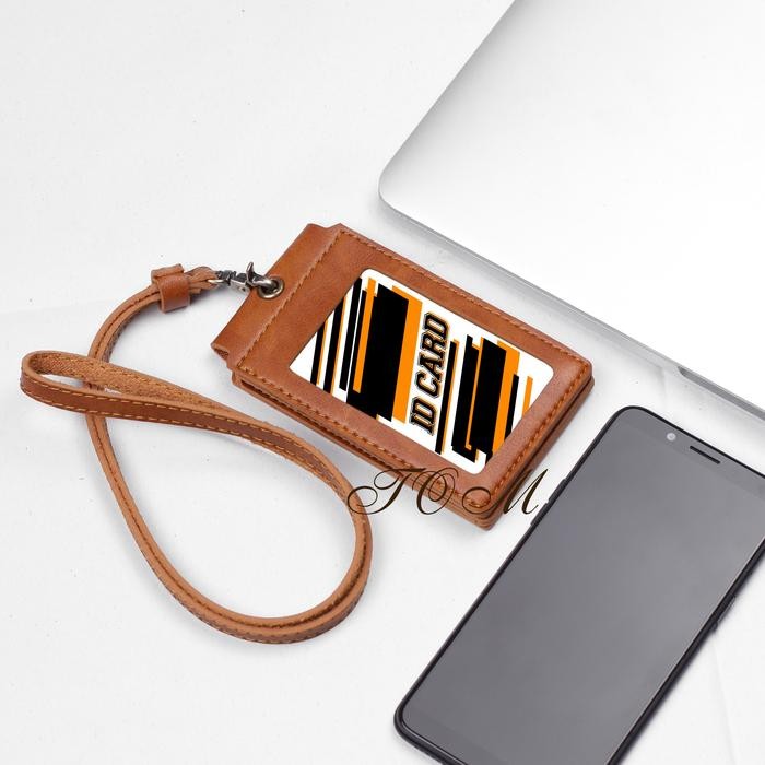 

ID Card Holder FRONT Lanyard Kulit Magnet Magnet Name Tag Kulit Murah - Cokelat