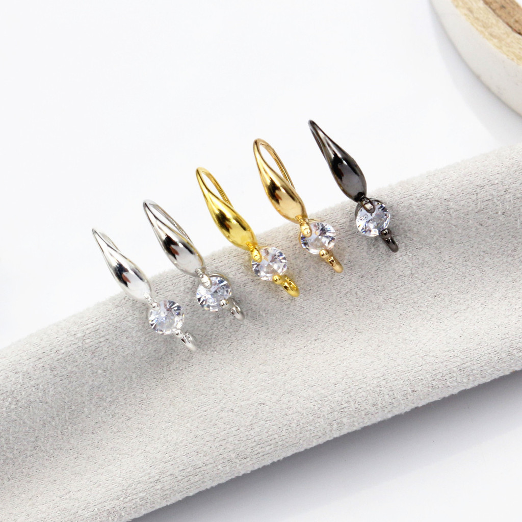 

10pcs 18x8mm with Zircon Earring Hooks Wires Brass Material DIY Jewelry Making Accessories Handmade Earrings Findings