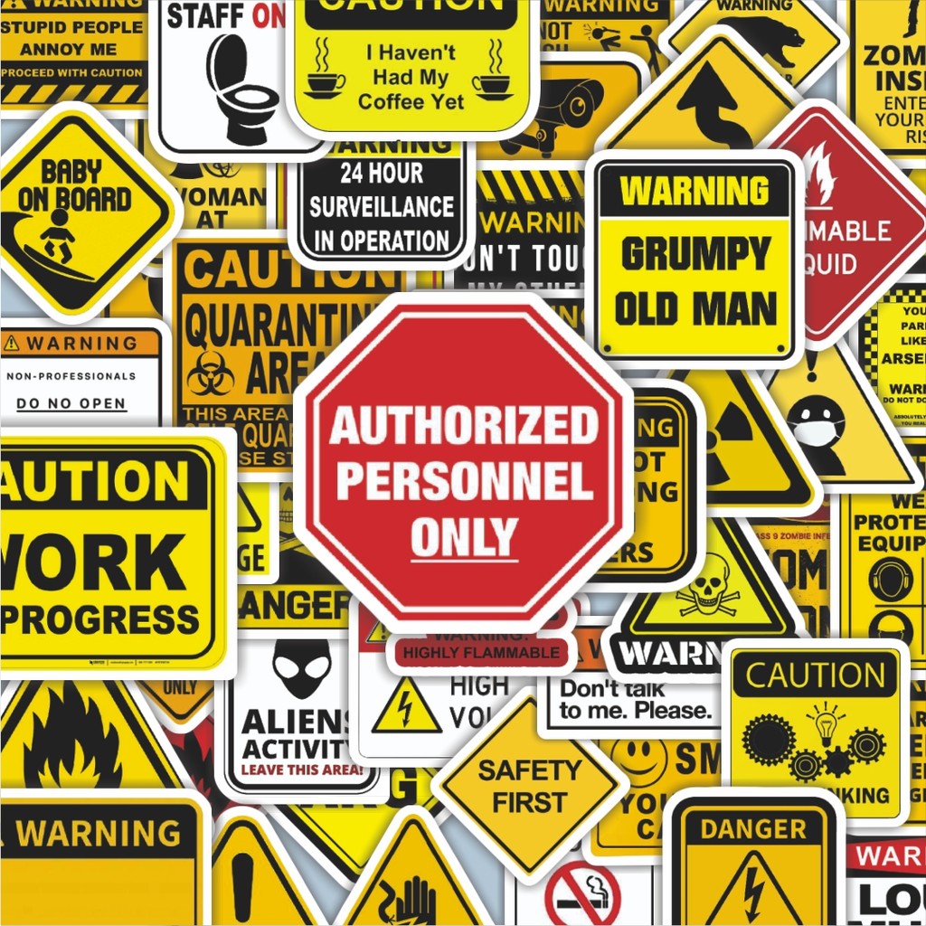 

100PCS Lucu Stiker Sign [Tanda] Stiker Aesthetic Stiker Anti Air Stikers Berperekat Waterproof sticker decal buat Motor Helm Buku Journal Koper Casing HP Laptop Botol Minum Hadiah anak