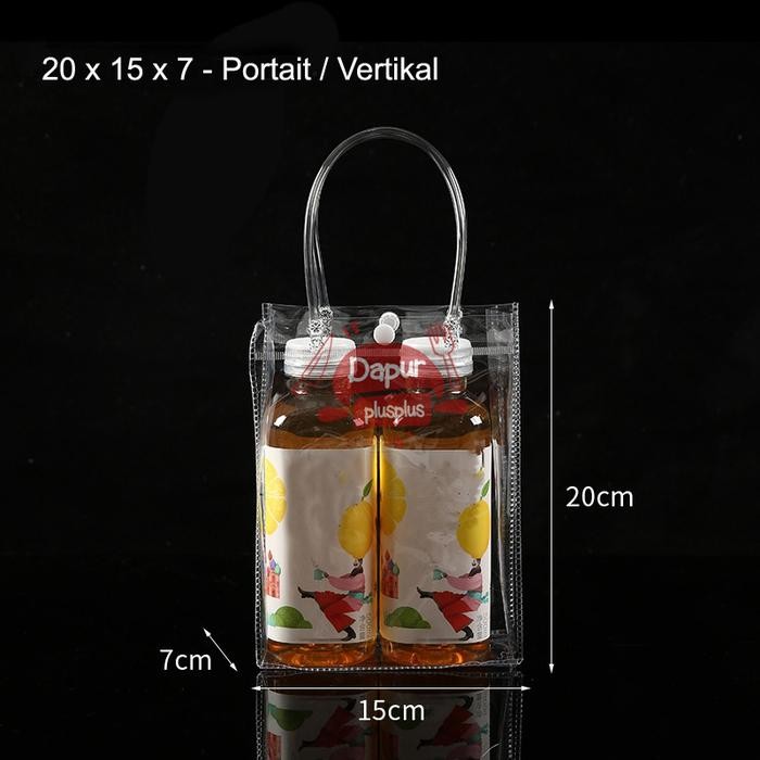 

Tas Mika PVC Polos | Goodie Bag Hampers | Gift Bag | Kantong Souvenir Ulang Tahun Transparant Bening - 20 * 15 * 7 - Vertikal PROMO !