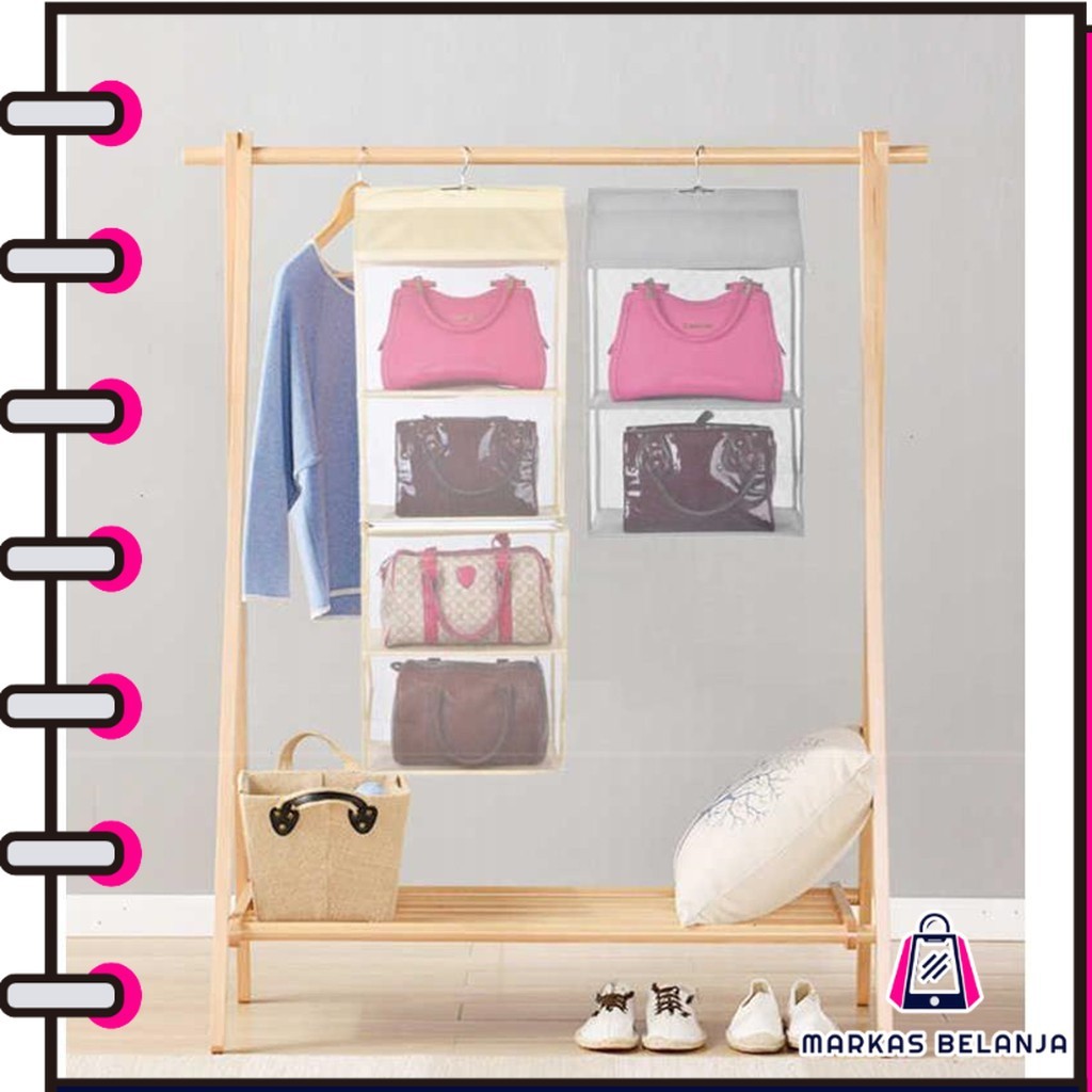 MARKAS HL0064 Rak Penyimpanan Sepatu Dan Tas Gantung Bag Organizer Plastik Murah Y1086