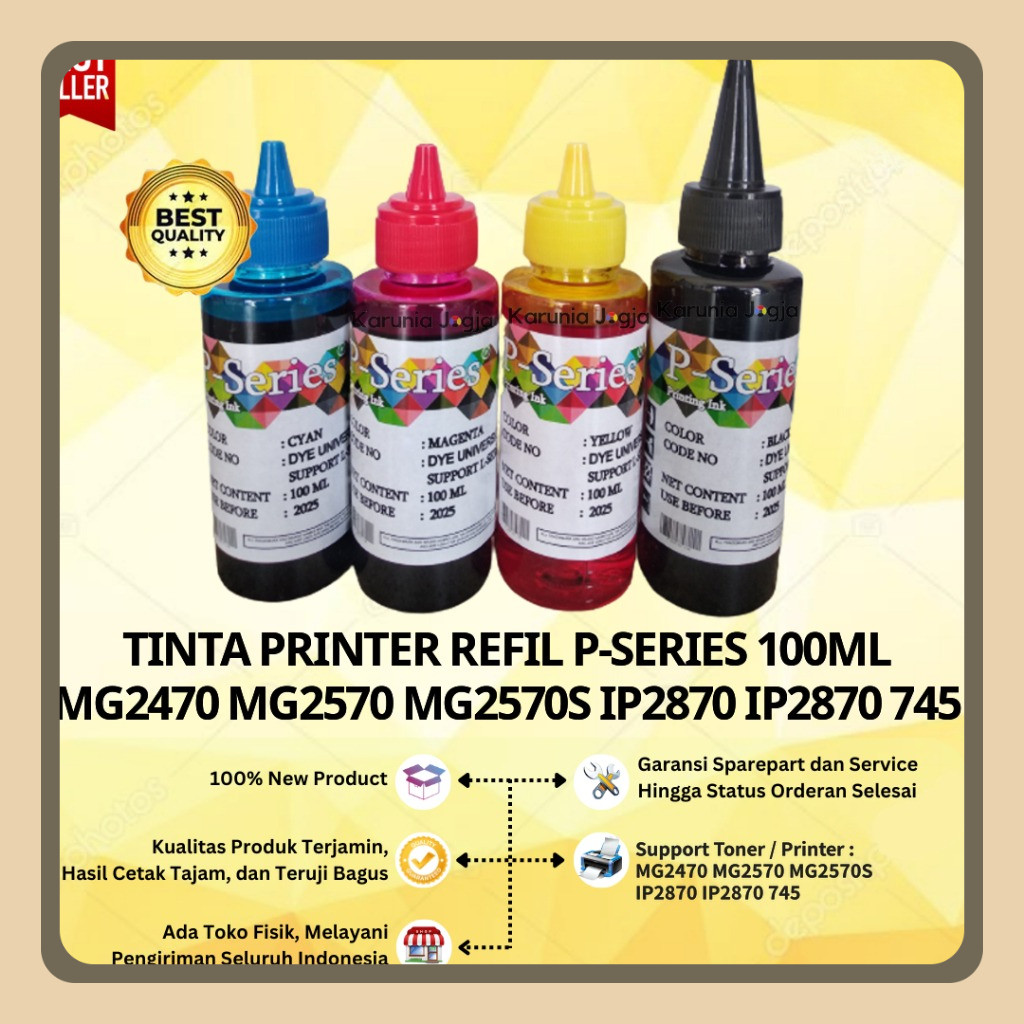 Tinta Refil Printer P-Series MG2470 MG2570 MG2570s MG2870 MG2870s 745 - CMYK 100ML