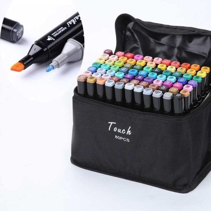 

PLCT Spidol Dual Side Fine Art Brush Pen Art Marker Set 80 Color HCL234