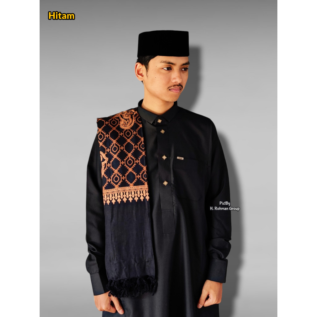BAROKAH STORE Sorban Rida Panjang 2 Meter / Sorban Motif Batik Kashmiri / Sorban Putih Selendang
