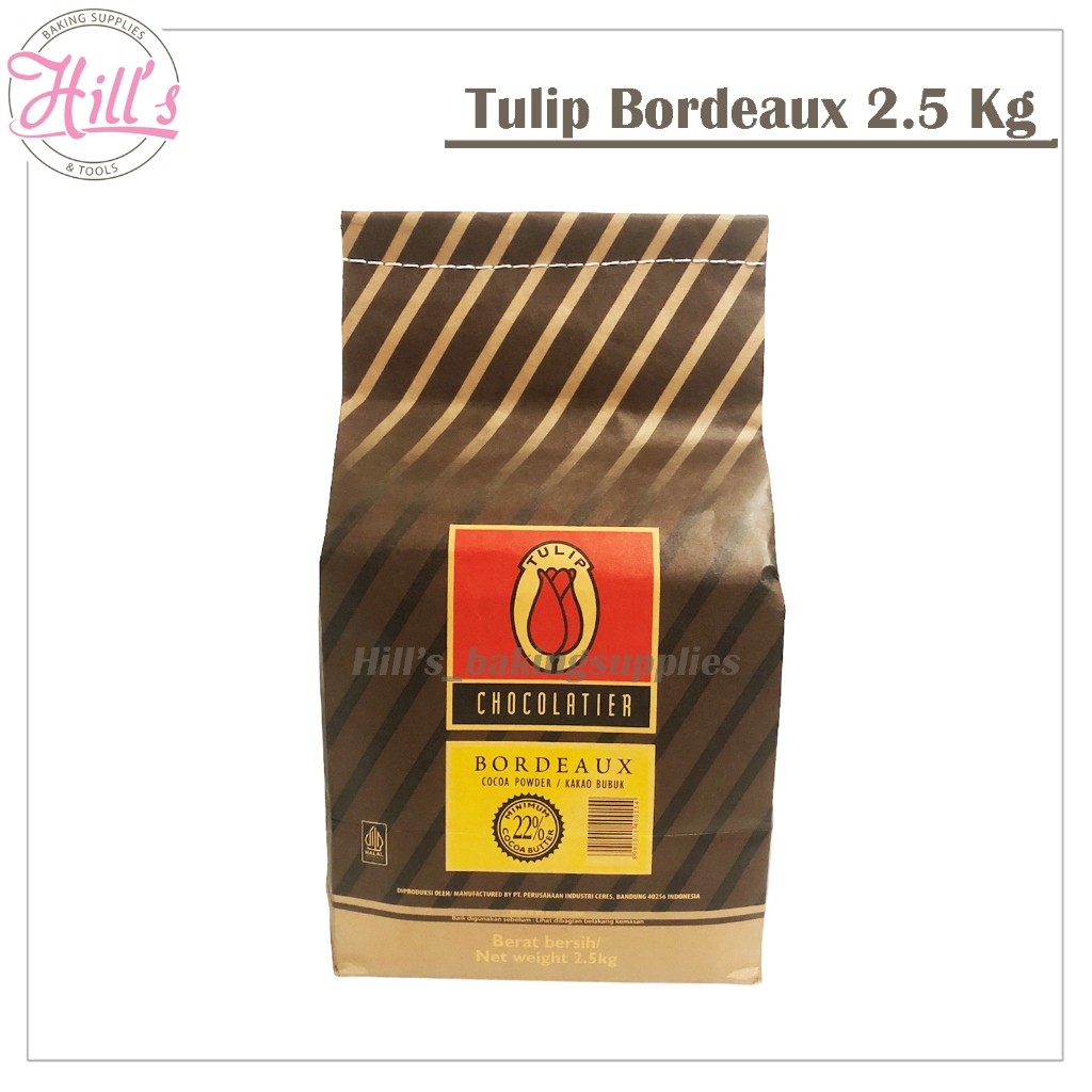 

New TULIP BORDEAUX 2.5 Kg COCOA POWDER (KEMASAN PABRIK) DARK / COKLAT BUBUK PREMIUM COKELAT CHOCOLATIER 2,5 Kg 2500 GrPremium