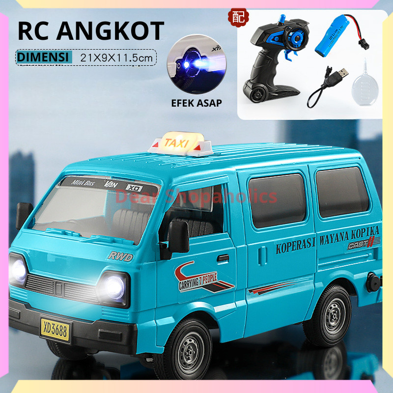 Mainan Anak Mobil Remote Control Angkot Angkutan Kota Bus Telolet Berlampu dan Berasap