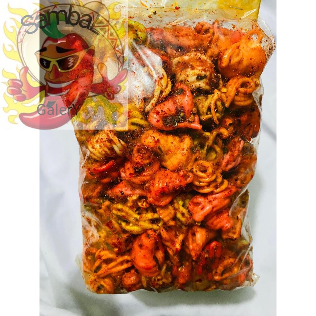 

SambaL Galery seblak kerupuk gelung pedas daun jeruk/original daun jeruk kemasan 1kg 500gr 250gr