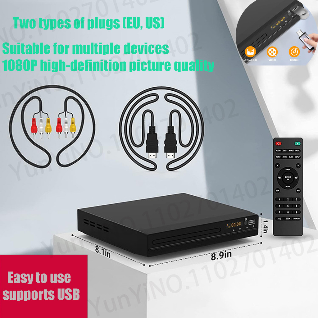 DVD 238 Player Home HD Multimedia DVD With Remote Control Player Box For Supports 1080P HD TV CD Pla