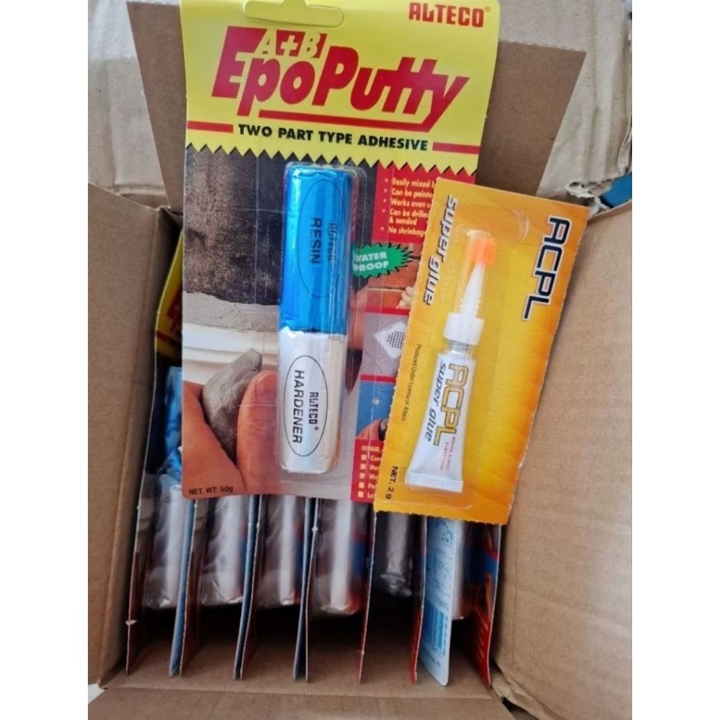 

1 lusin lem epo putty epoputty 50gr (12PCS) bonus 2 lem ACPLCO