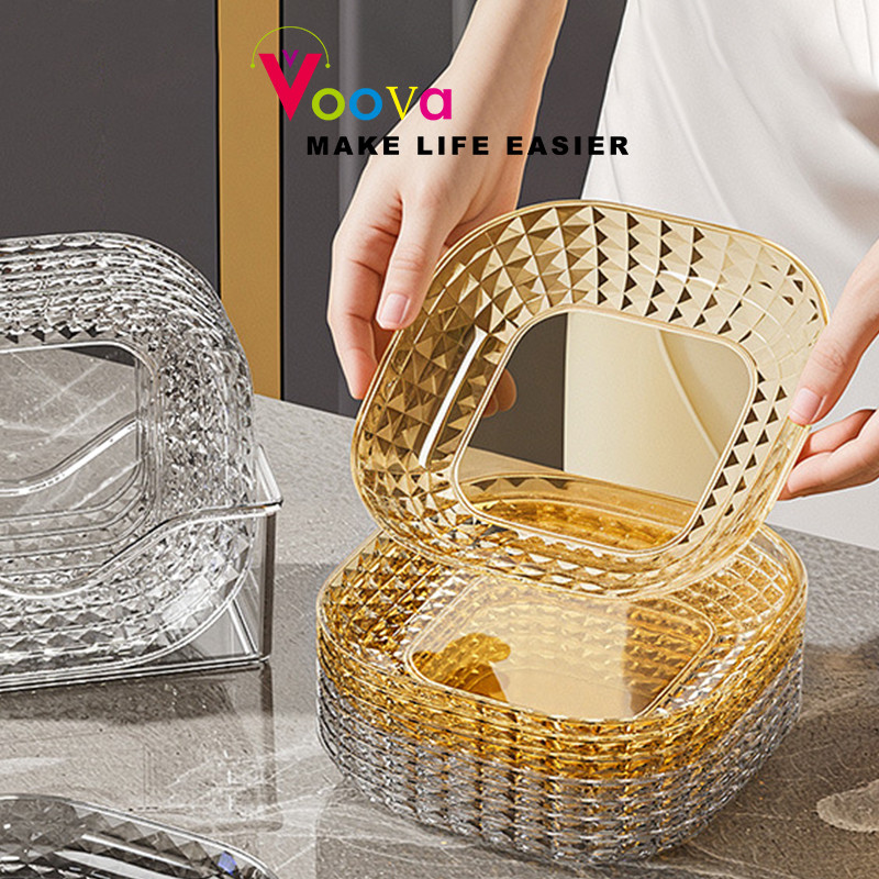 VOOVA Piring Buah/ Piring Snack Makanan Ringan/ Piring Dish Plate Plastik/Piring Cantik