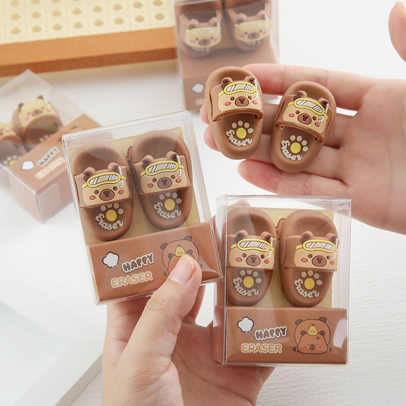

16pcs Capybara Slippers Eraser Cartoon Cute Creative Writing Drawing Pencil Erasers Stationery Office School Supplies Gifts